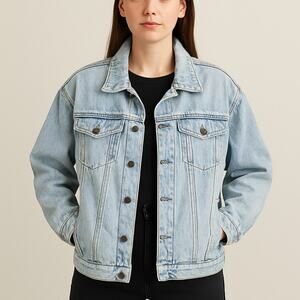 The London Jean MODA INT’L Vintage Denim Jacket Large Light Wash Oversized